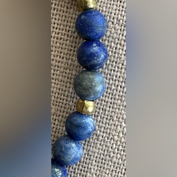 26 inch Lapis Lazuli Gemstone and brass bead necklace NWOT - Picture 2 of 12